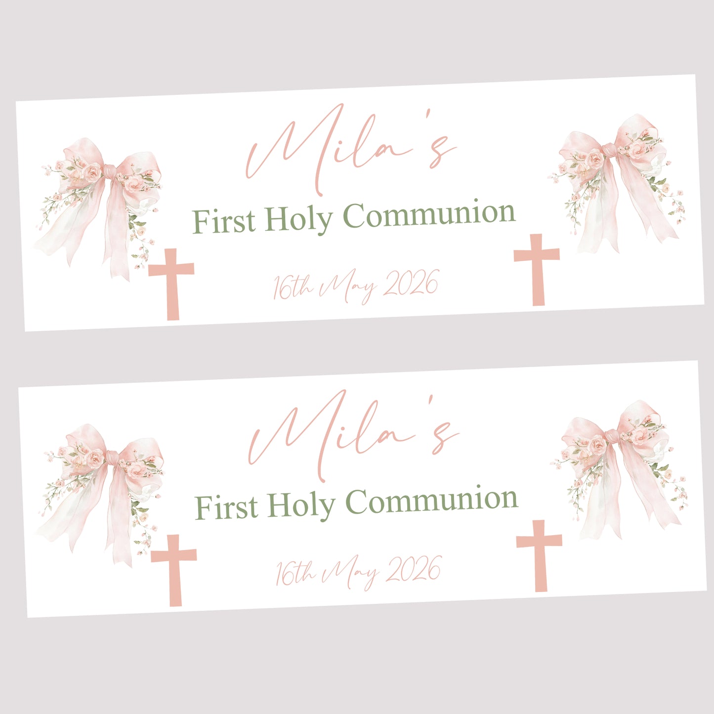First Holy Communion Party Banner, Personalised with Name