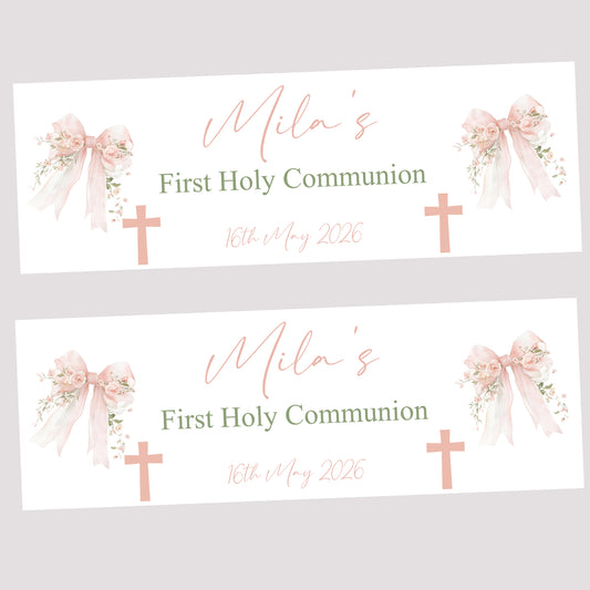First Holy Communion Party Banner, Personalised with Name