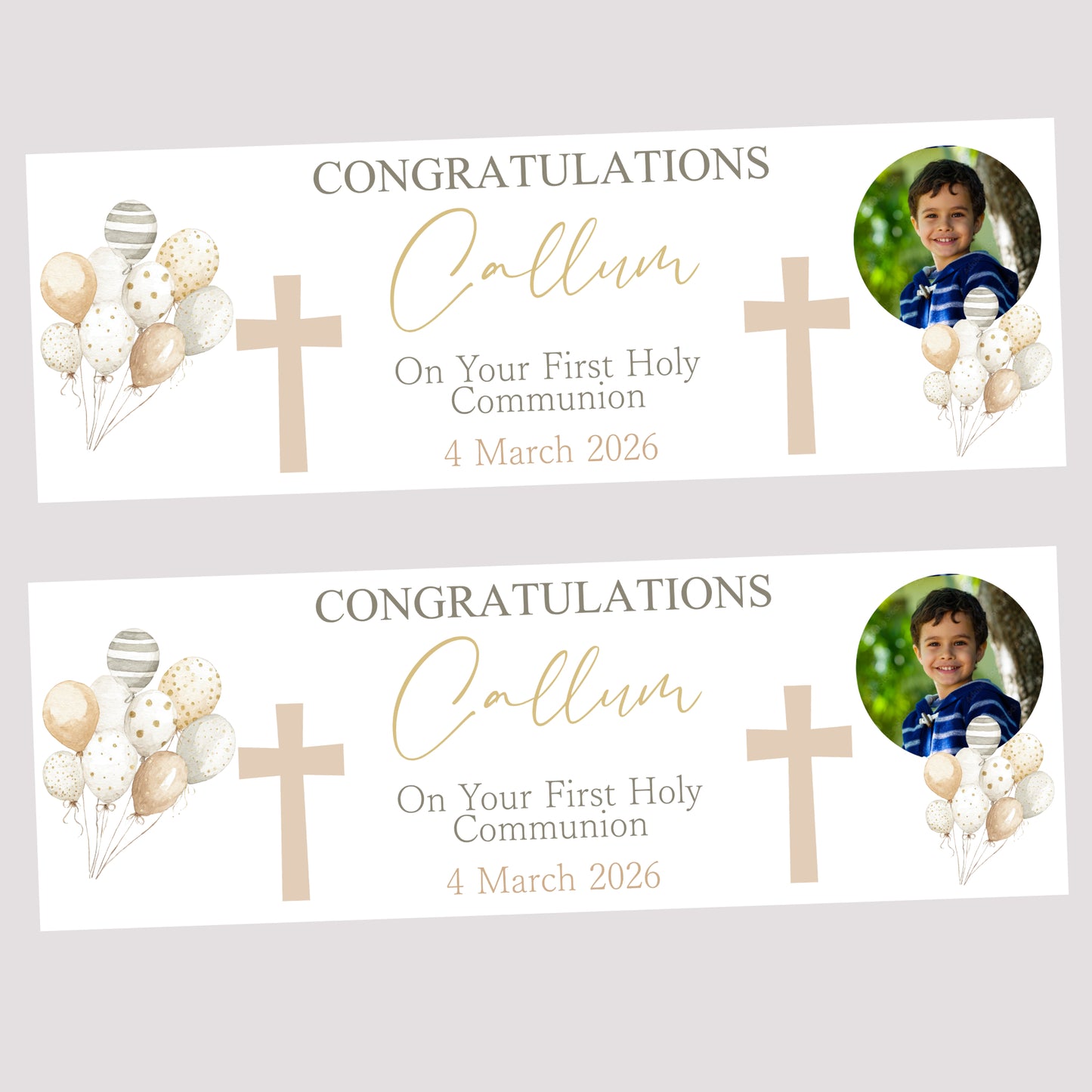 First Holy Communion Party Banner, Personalised with Name