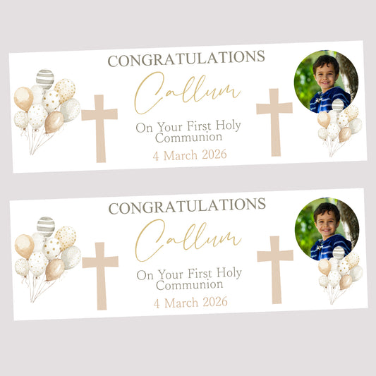 First Holy Communion Party Banner, Personalised with Name