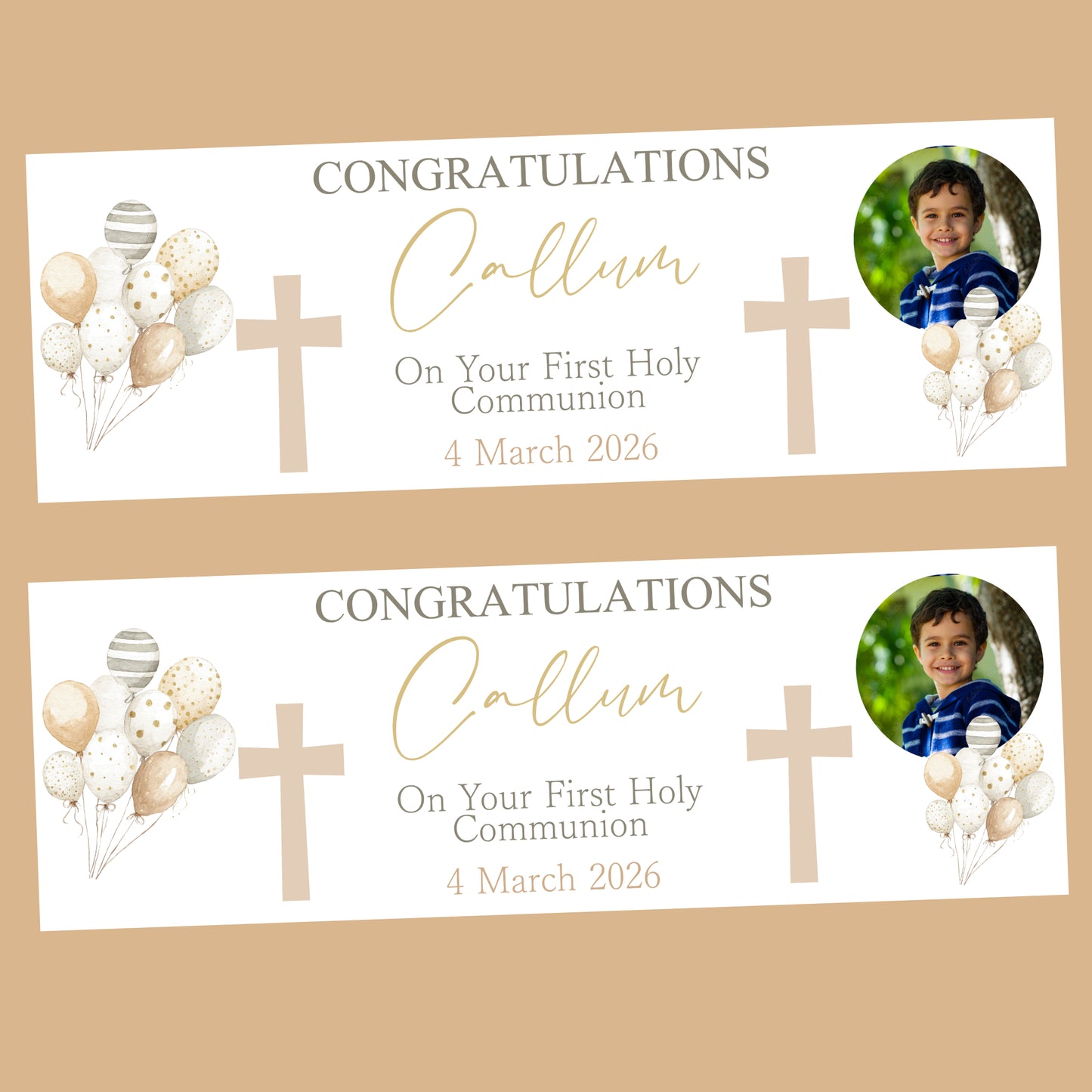 First Holy Communion Party Banner, Personalised with Name