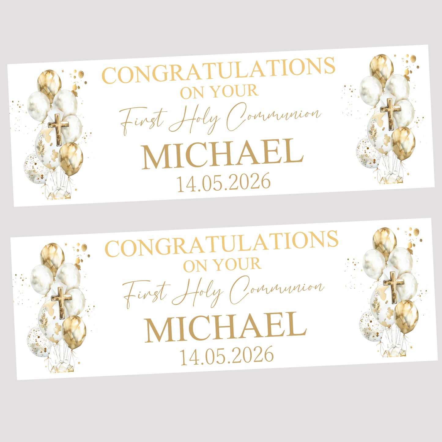 First Holy Communion Party Banner, Personalised with Name