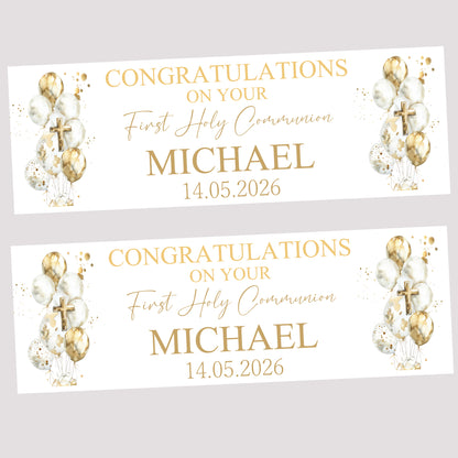 First Holy Communion Party Banner, Personalised with Name