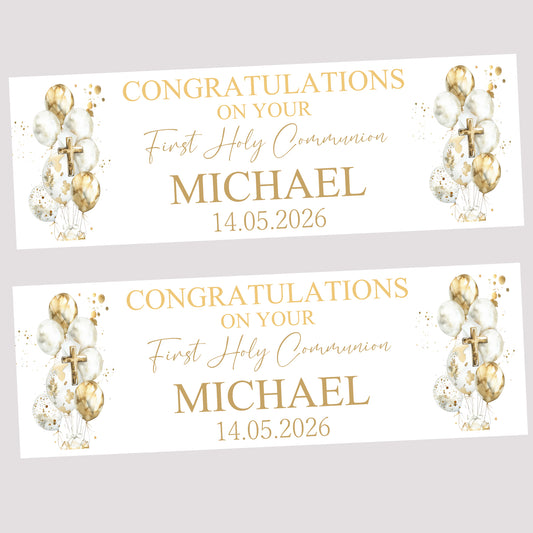 First Holy Communion Party Banner, Personalised with Name