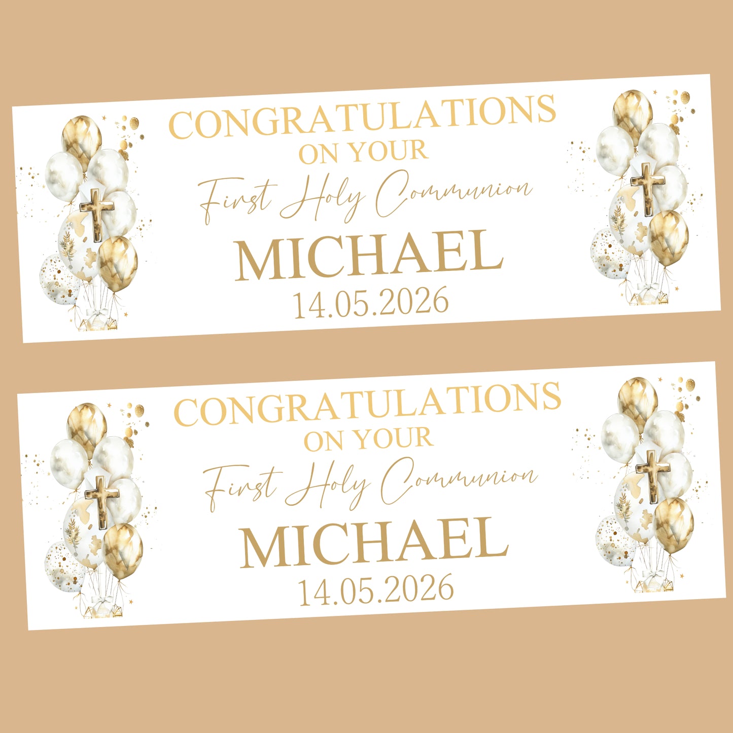First Holy Communion Party Banner, Personalised with Name