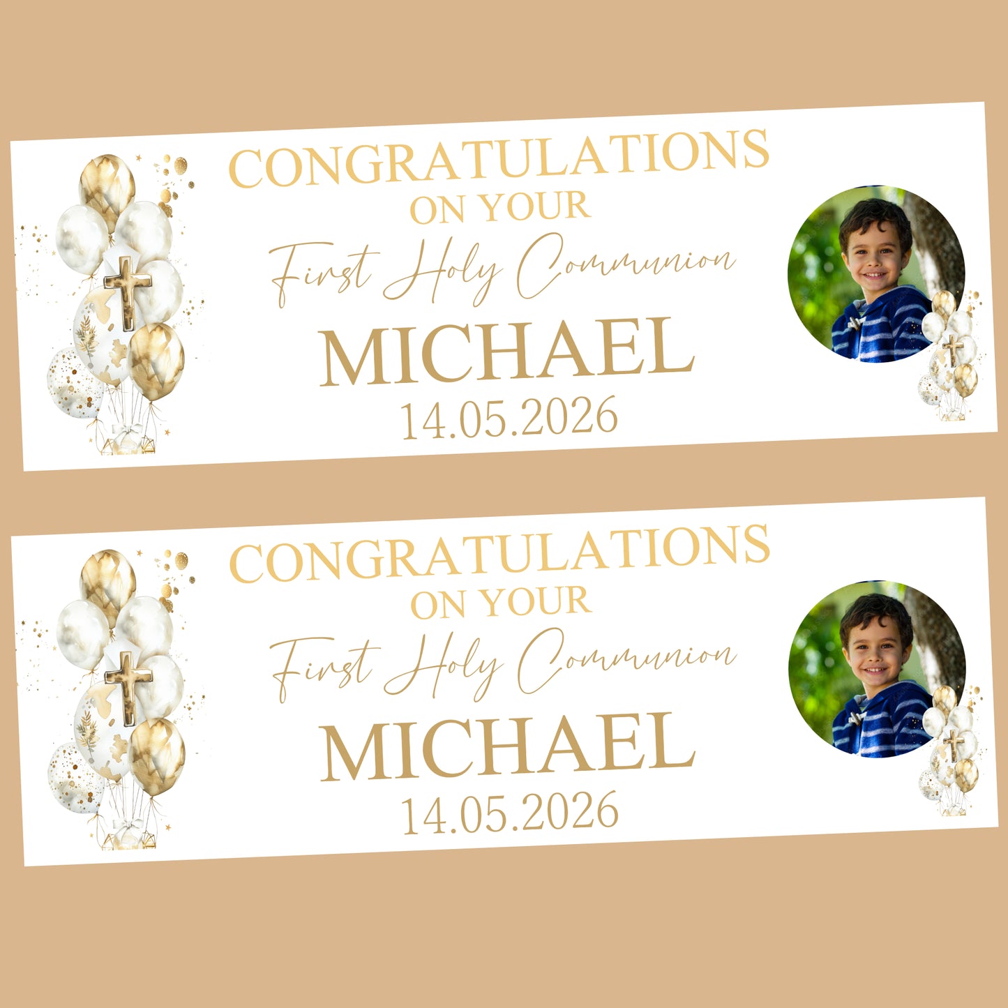First Holy Communion Party Banner, Personalised with Name