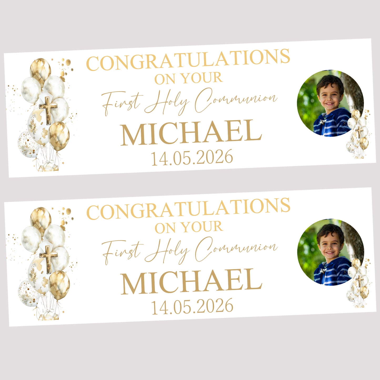 First Holy Communion Party Banner, Personalised with Name