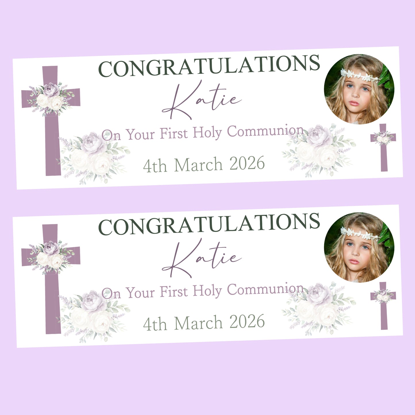 First Holy Communion Party Banner, Personalised with Name