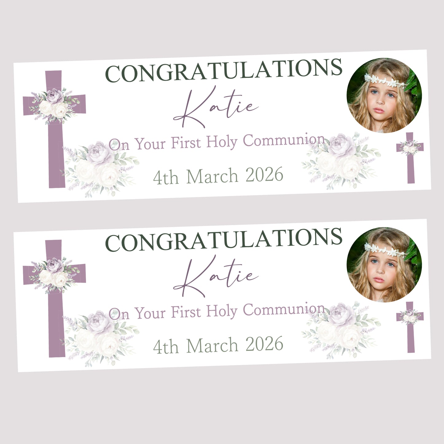First Holy Communion Party Banner, Personalised with Name