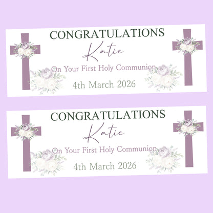 First Holy Communion Party Banner, Personalised with Name