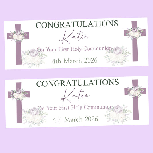 First Holy Communion Party Banner, Personalised with Name