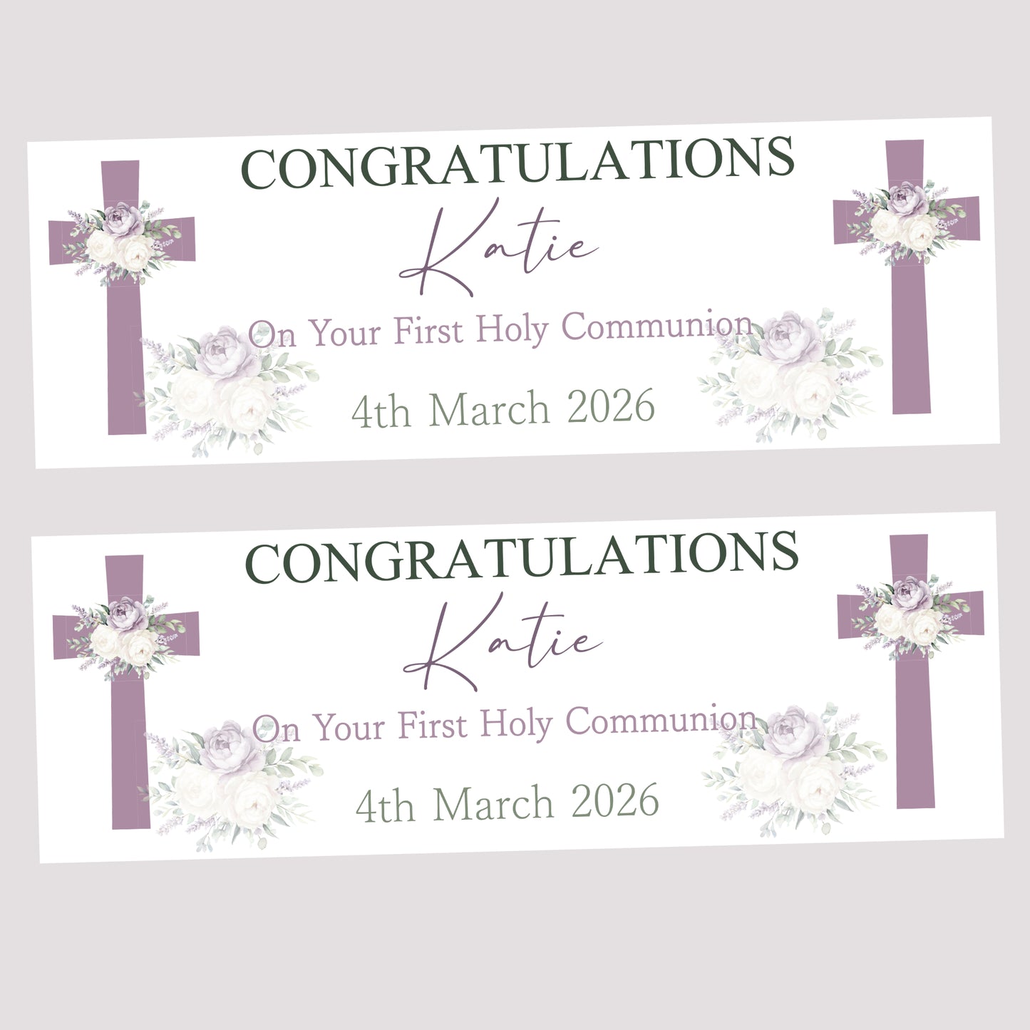 First Holy Communion Party Banner, Personalised with Name