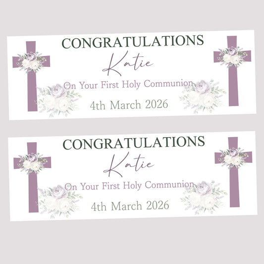 First Holy Communion Party Banner, Personalised with Name