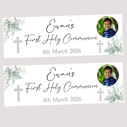First Holy Communion Party Banner, Personalised with Name