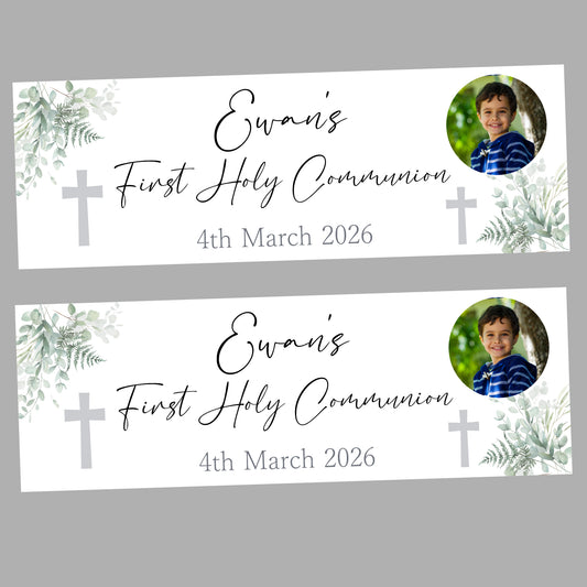 First Holy Communion Party Banner, Personalised with Name