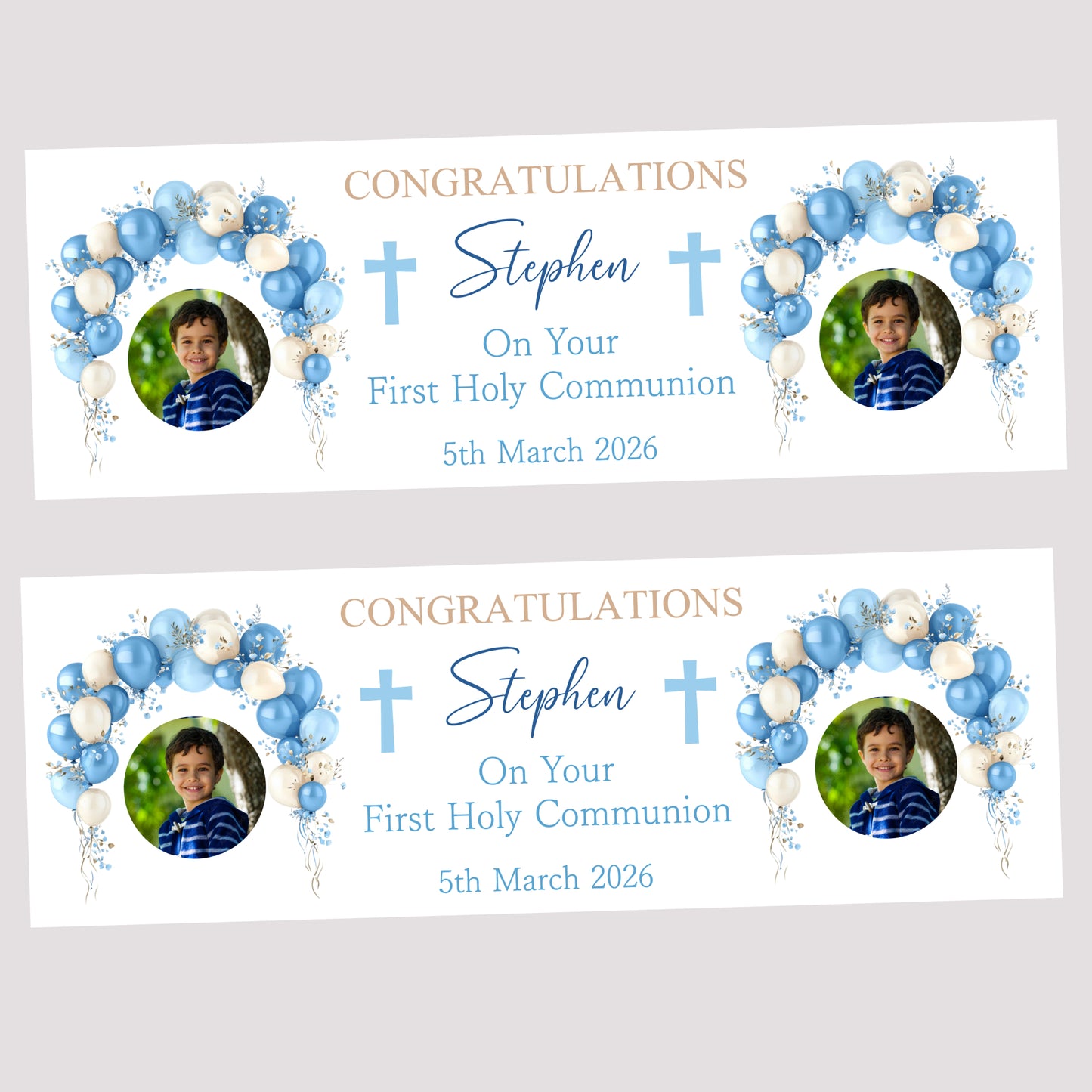First Holy Communion Party Banner, Personalised with Name