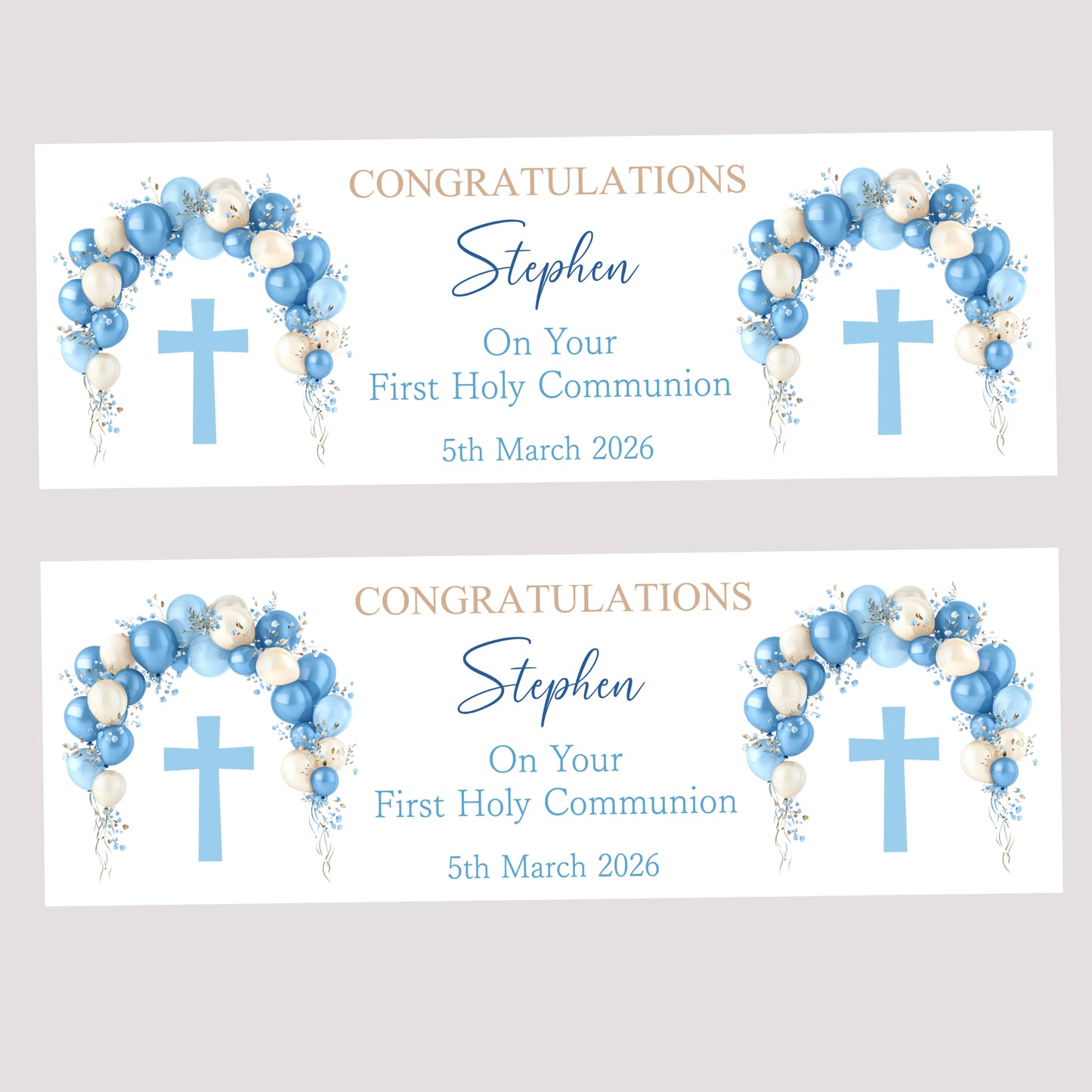 First Holy Communion Party Banner, Personalised with Name