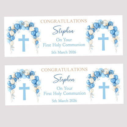 First Holy Communion Party Banner, Personalised with Name