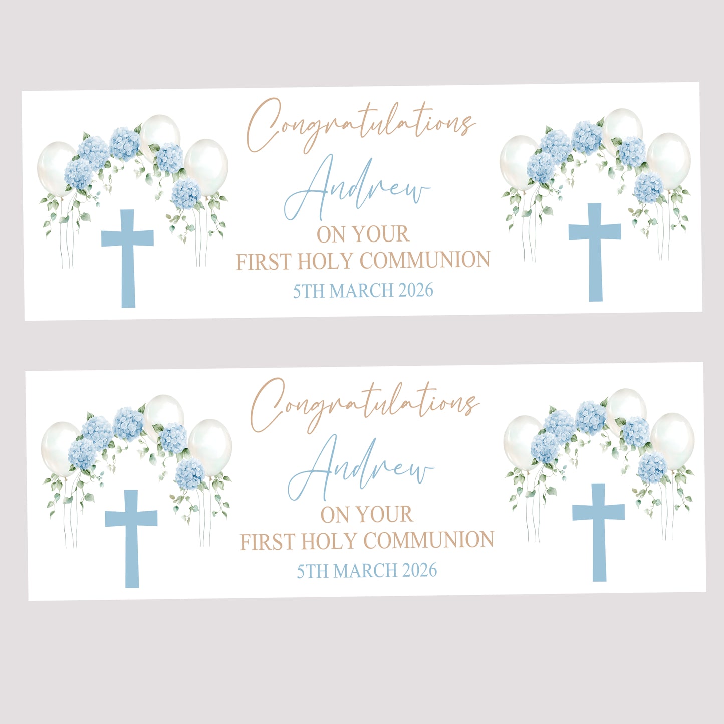 First Holy Communion Party Banner, Personalised with Name