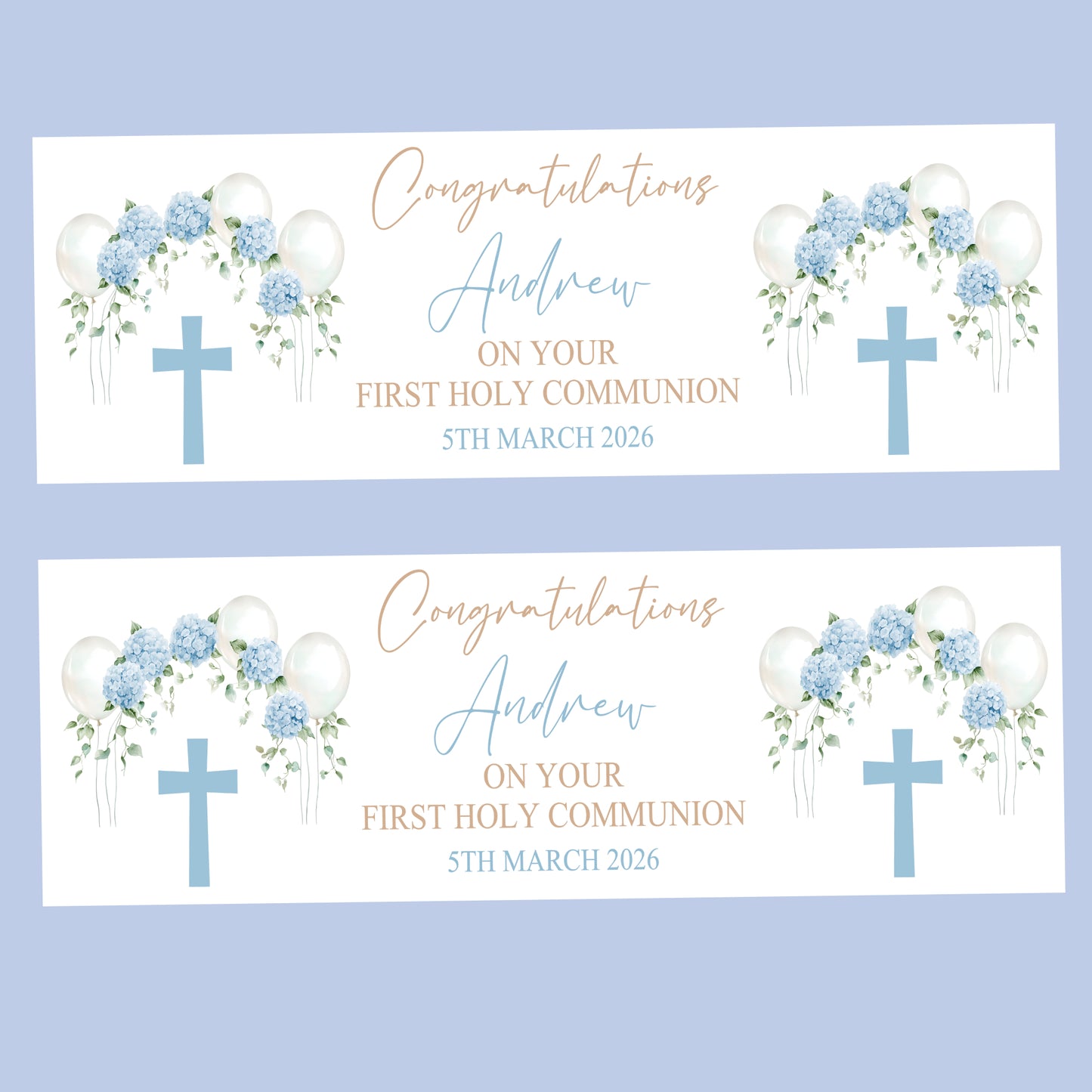 First Holy Communion Party Banner, Personalised with Name