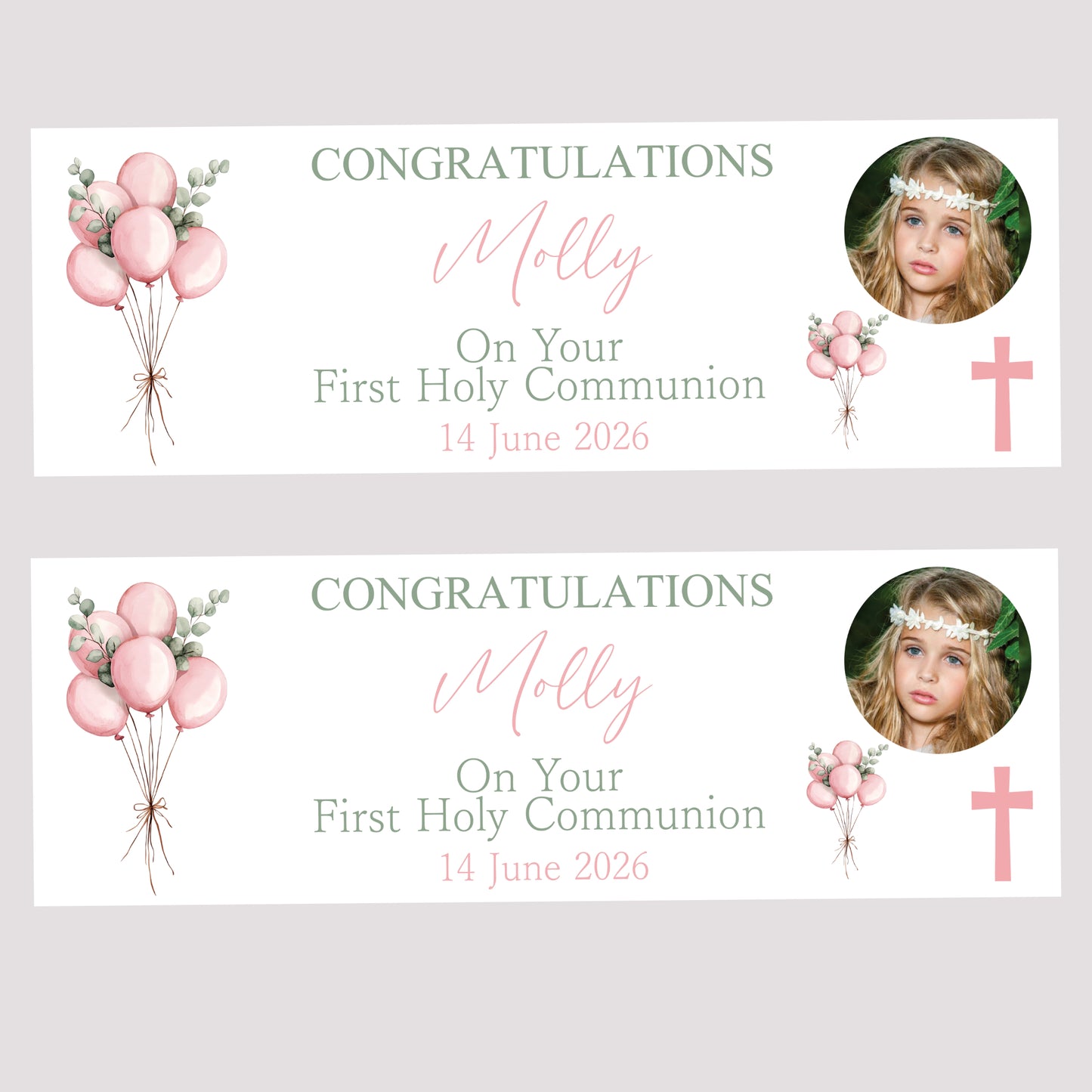 First Holy Communion Party Banner, Personalised with Name