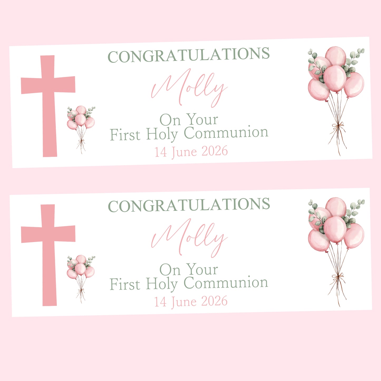 First Holy Communion Party Banner, Personalised with Name