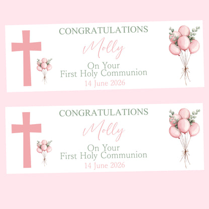 First Holy Communion Party Banner, Personalised with Name