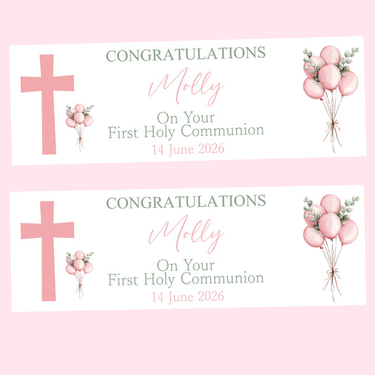 First Holy Communion Party Banner, Personalised with Name