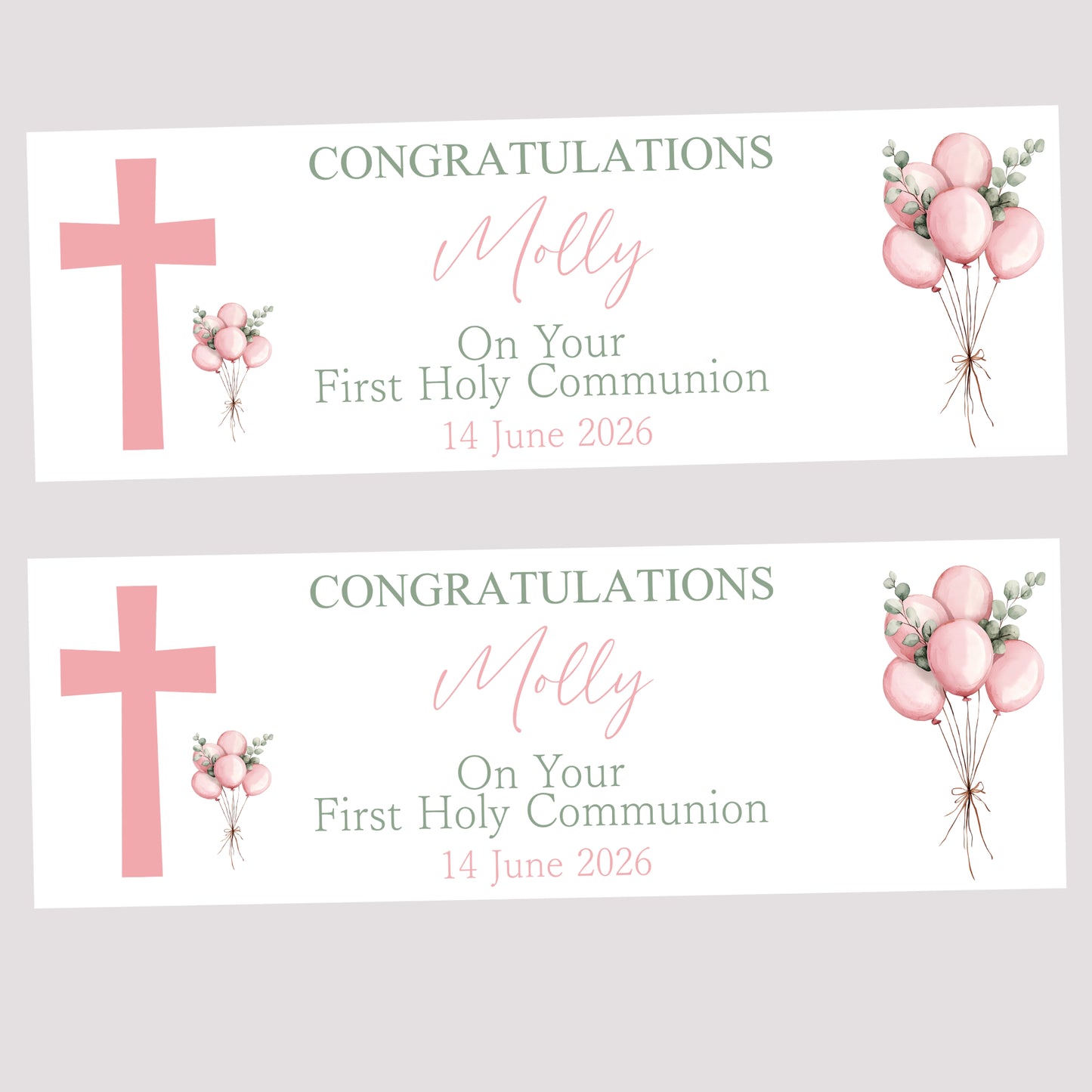 First Holy Communion Party Banner, Personalised with Name