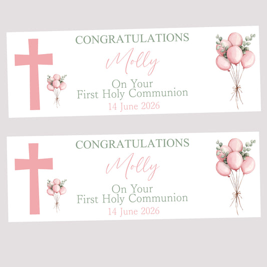 First Holy Communion Party Banner, Personalised with Name