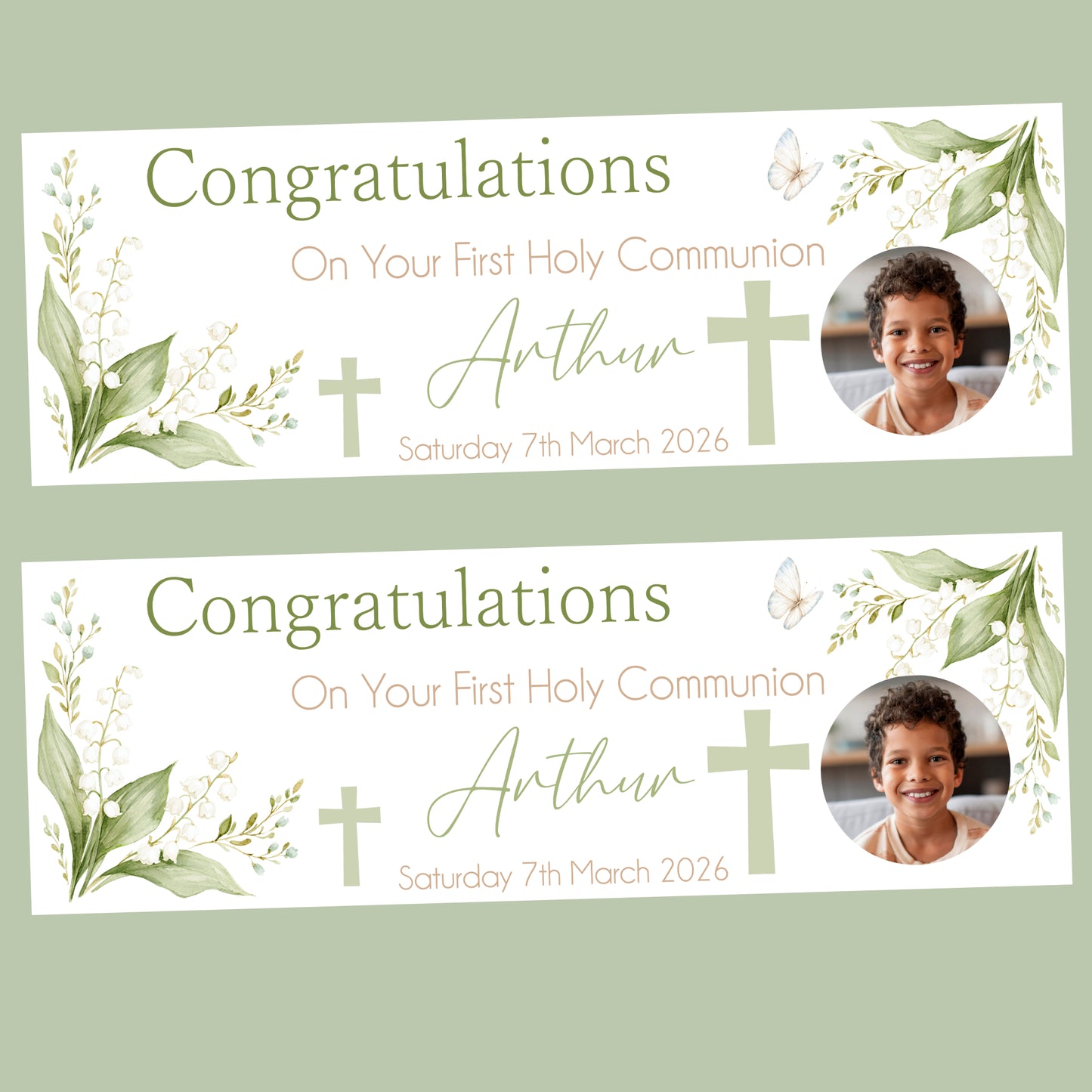 First Holy Communion Party Banner, Personalised with Name