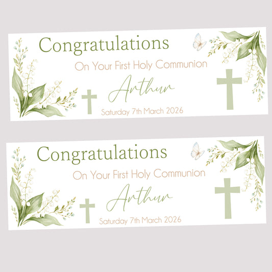 First Holy Communion Party Banner, Personalised with Name