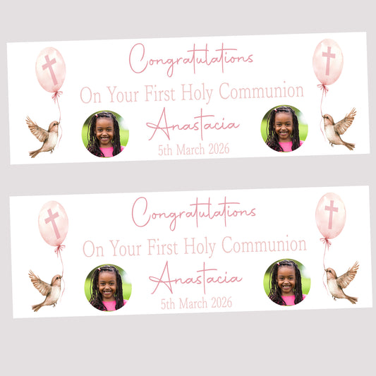 First Holy Communion Party Banner, Personalised with Name