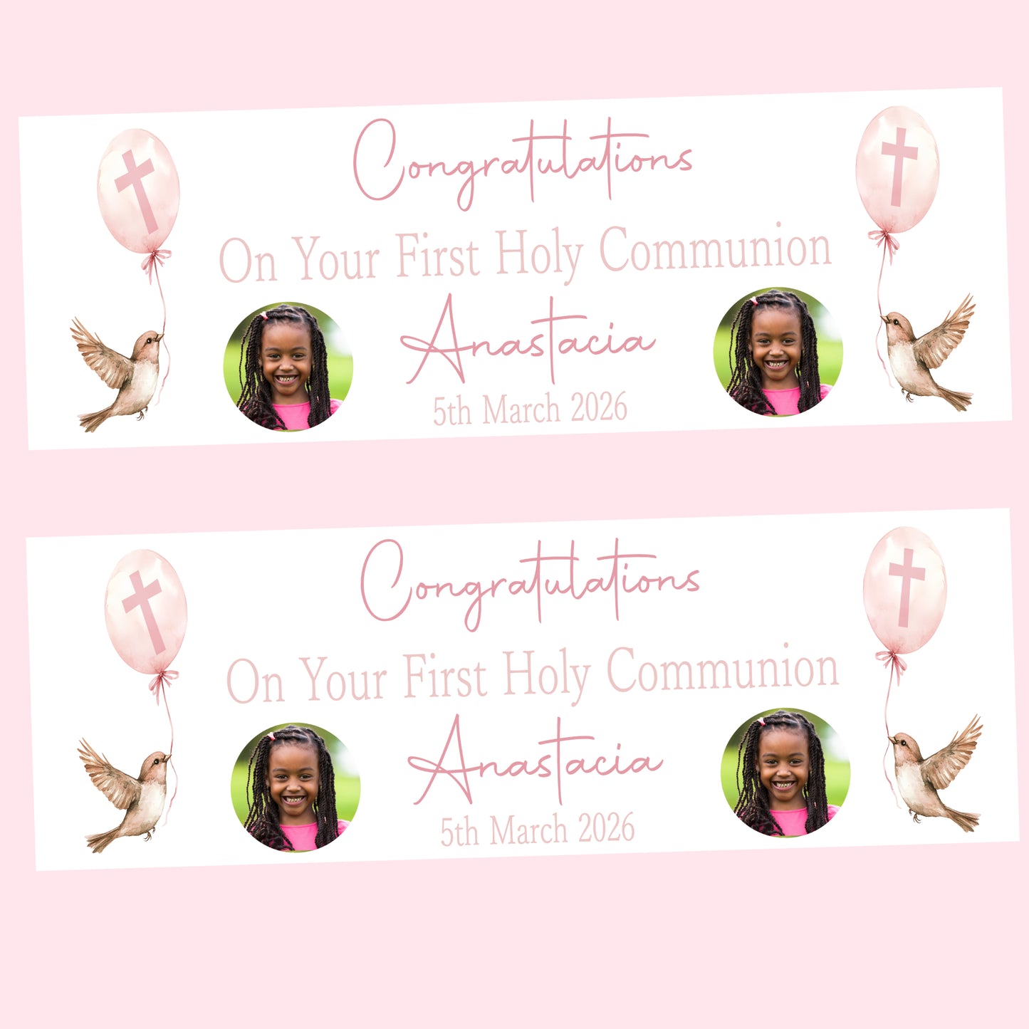First Holy Communion Party Banner, Personalised with Name