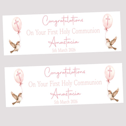 First Holy Communion Party Banner, Personalised with Name