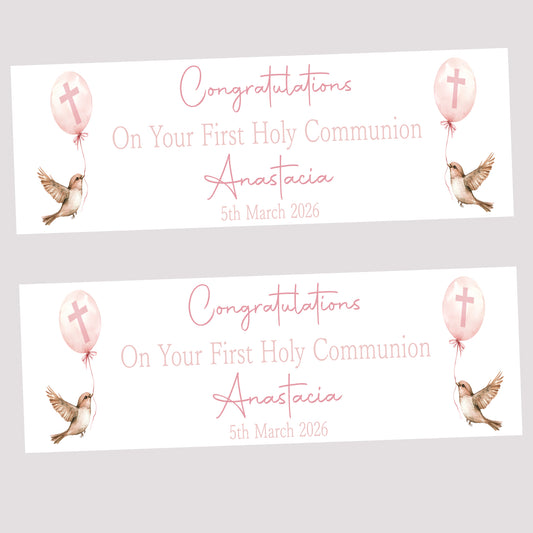First Holy Communion Party Banner, Personalised with Name