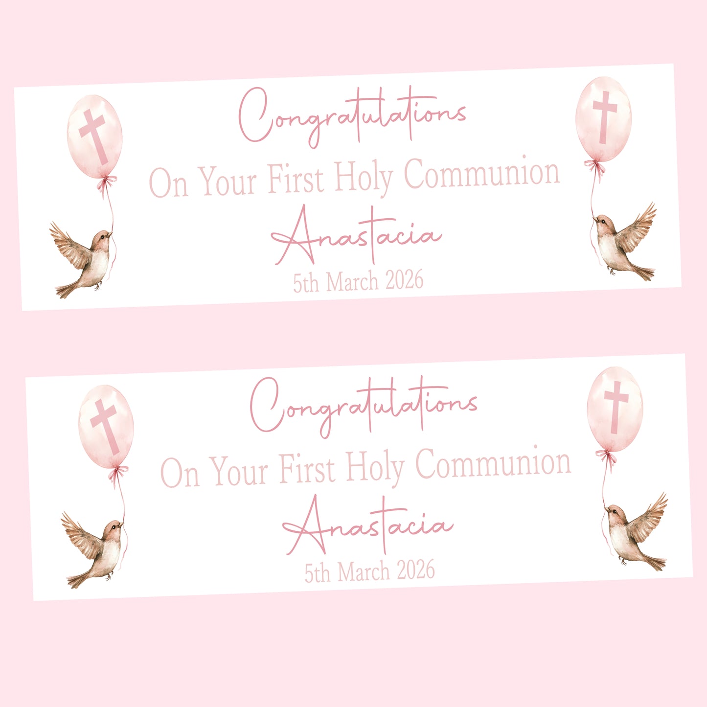 First Holy Communion Party Banner, Personalised with Name