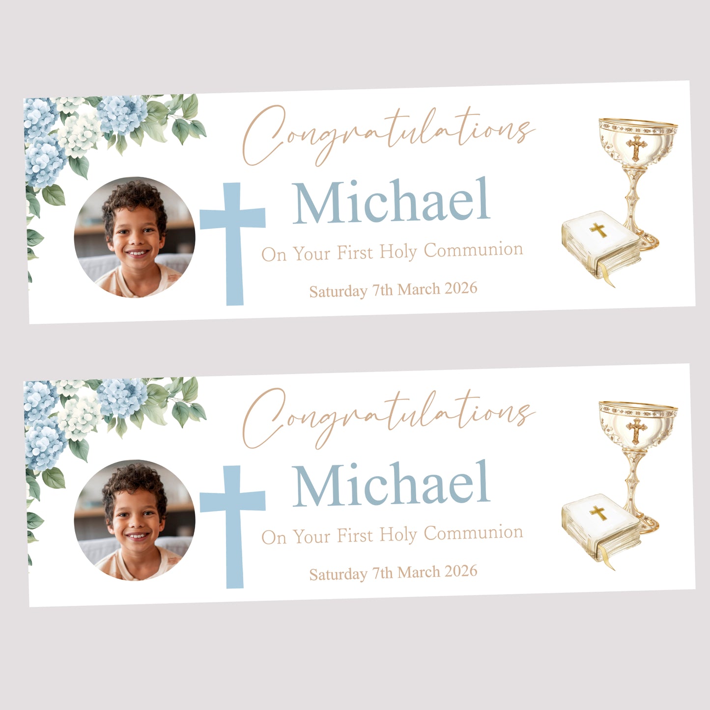 First Holy Communion Party Banner, Personalised with Name