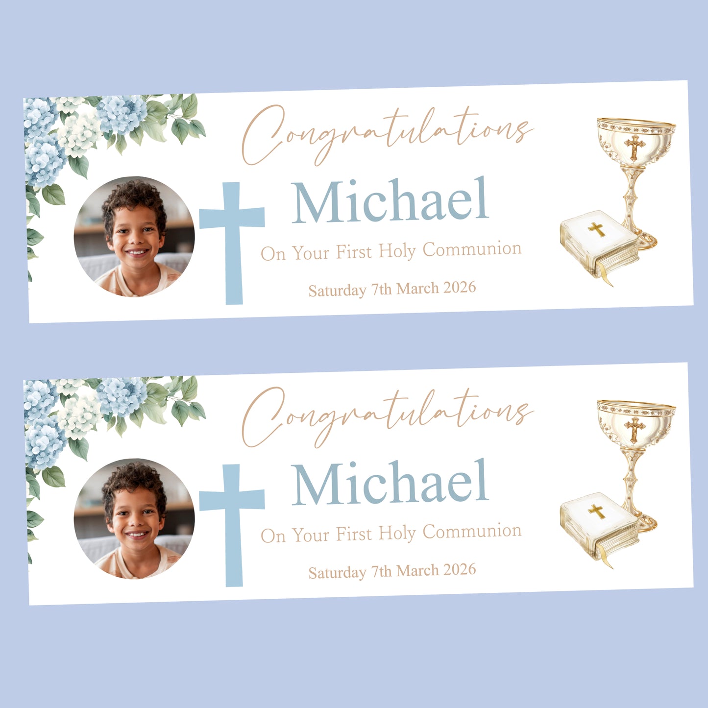 First Holy Communion Party Banner, Personalised with Name