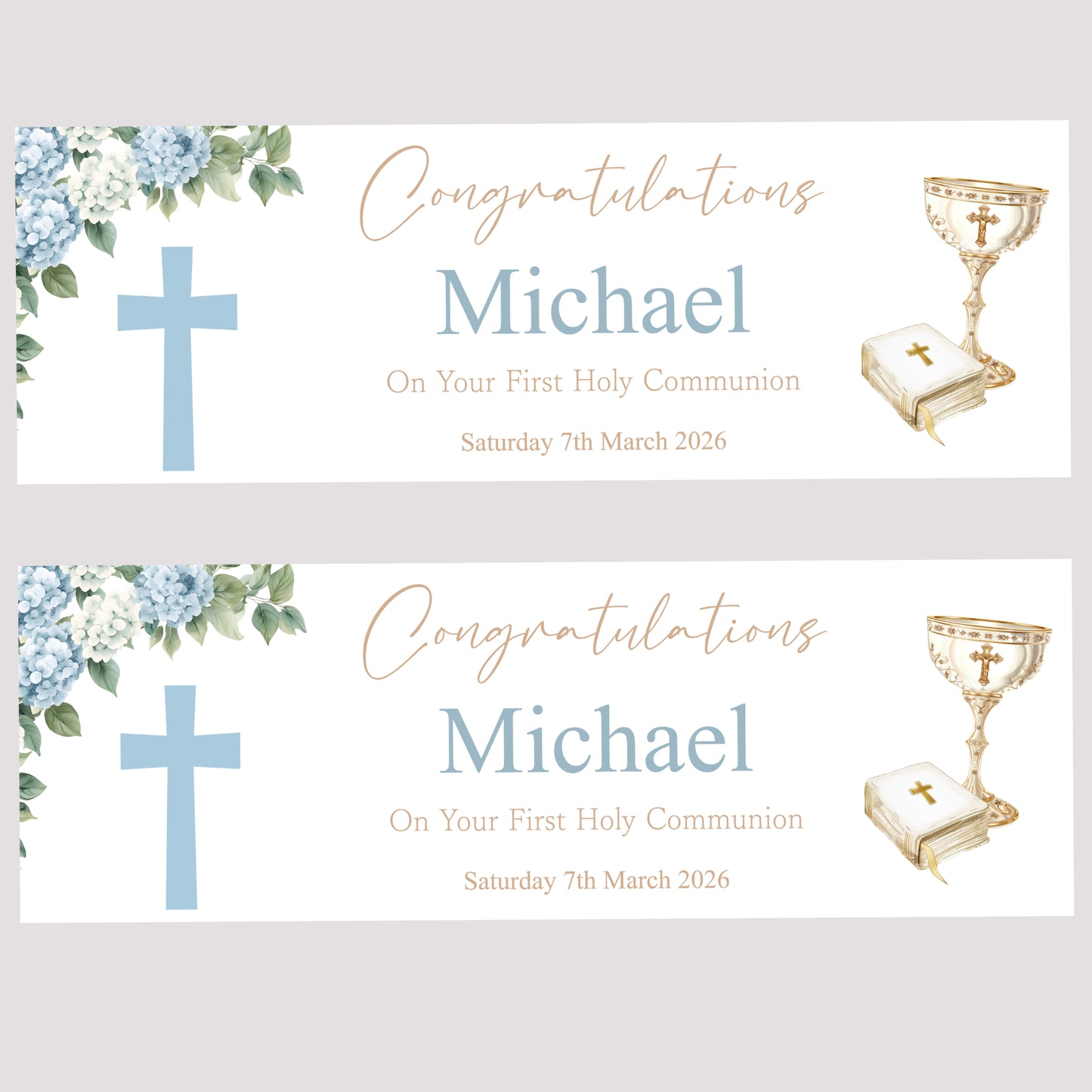 First Holy Communion Party Banner, Personalised with Name