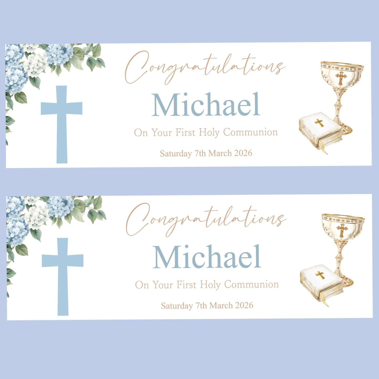First Holy Communion Party Banner, Personalised with Name
