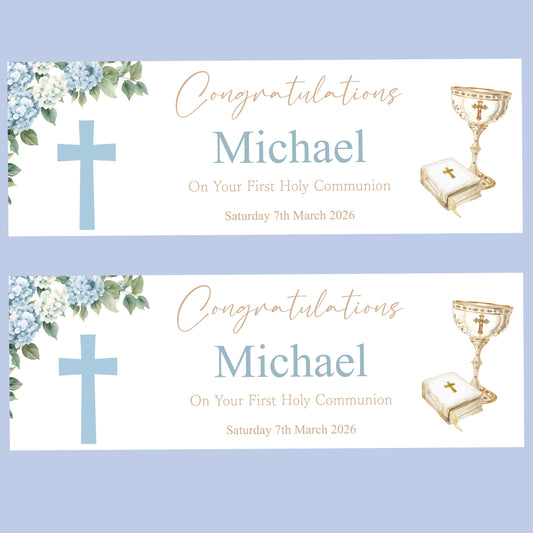 First Holy Communion Party Banner, Personalised with Name