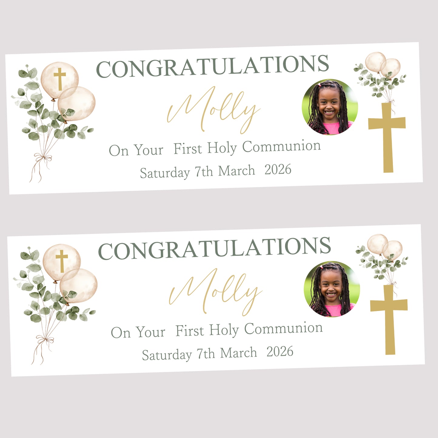 First Holy Communion Party Banner, Personalised with Name