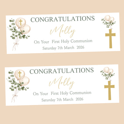 First Holy Communion Party Banner, Personalised with Name