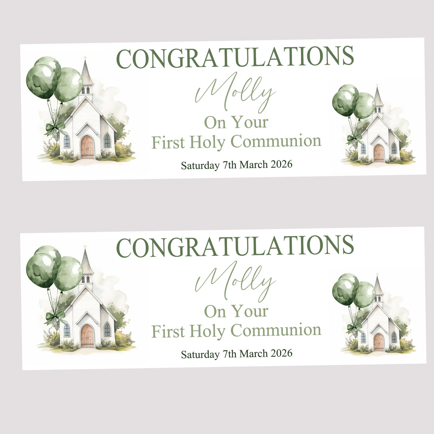 First Holy Communion Party Banner, Personalised with Name