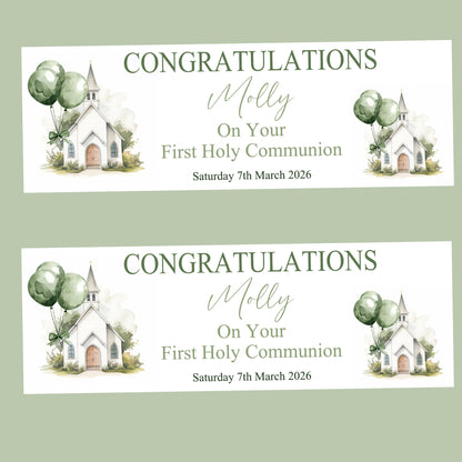 First Holy Communion Party Banner, Personalised with Name