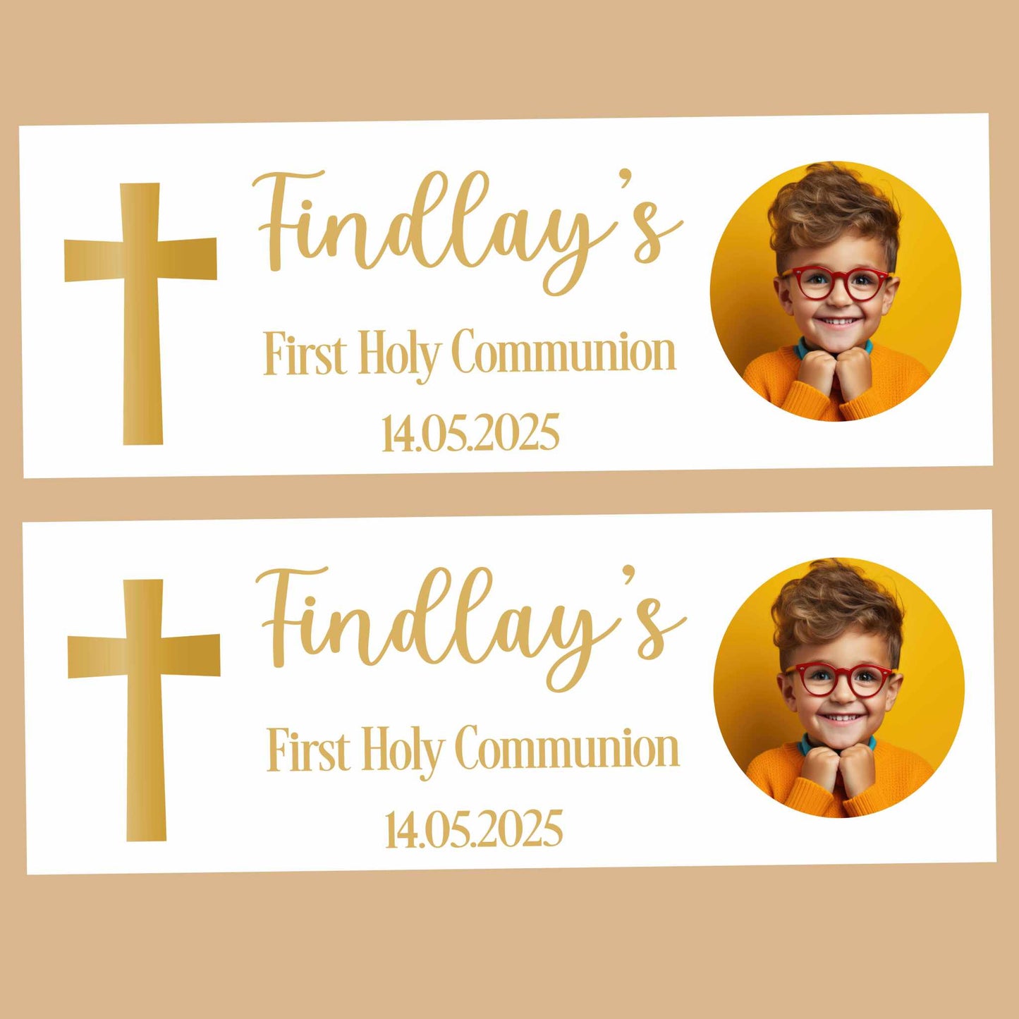 Gold Cross First Holy Communion Party Banner