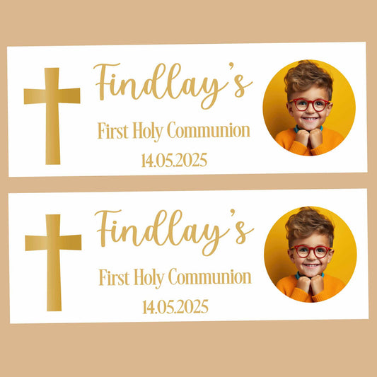 Gold Cross First Holy Communion Party Banner