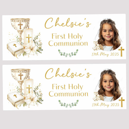 Gold Chalice First Holy Communion Party Banner