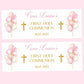 Pink & Gold Balloons First Holy Communion Party Banner